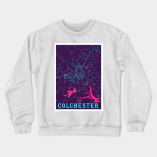 Colchester Neon City Map, Colchester Minimalist City Map Art Print Crewneck Sweatshirt